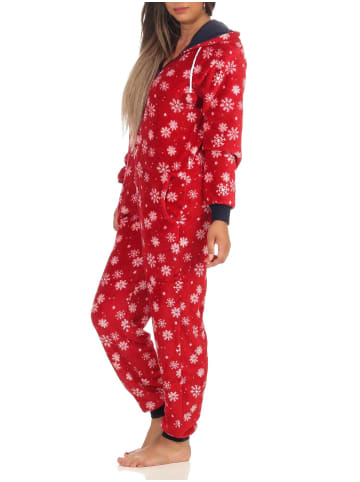 NORMANN Jumpsuit Overall Kapuze wterlichen Design - 51281 in rot