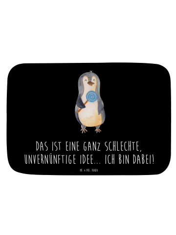 Mr. & Mrs. Panda Badematte Pinguin Lolli mit Spruch in Schwarz
