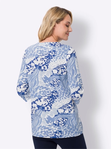 Sieh an! Longshirt in hellblau-royalblau-bedruckt