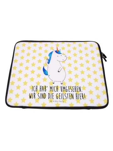 Mr. & Mrs. Panda Notebook Tasche Einhorn Mann mit Spruch in Weiß