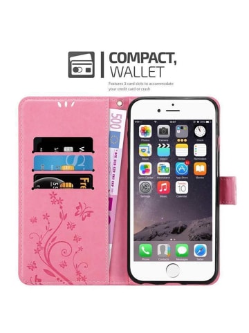 cadorabo Hülle für Apple iPhone 6 / 6S Blumen Design in FLORAL ROSA