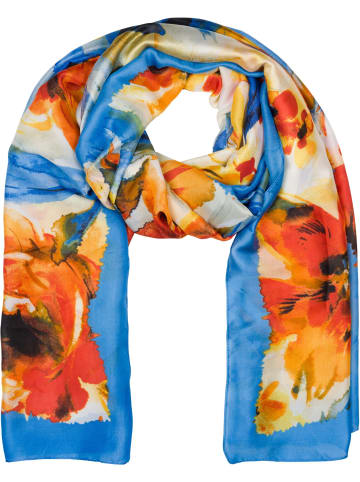 styleBREAKER Schal mit Blumen Muster in Blau