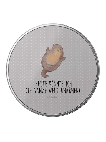 Mr. & Mrs. Panda Aufbewahrungsbox Otter Umarmen mit Spruch in Grau Pastell