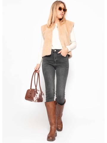 SASSYCLASSY Langarmshirt mit Kontrasteinsätzen in Beige