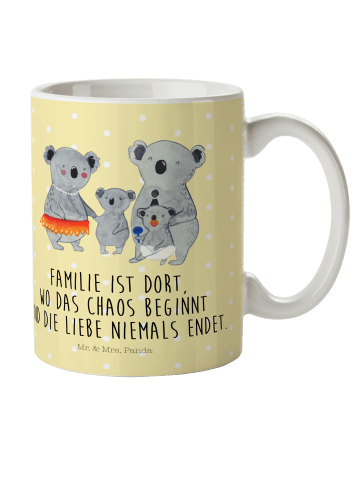 Mr. & Mrs. Panda Kindertasse Koala Familie mit Spruch in Gelb Pastell