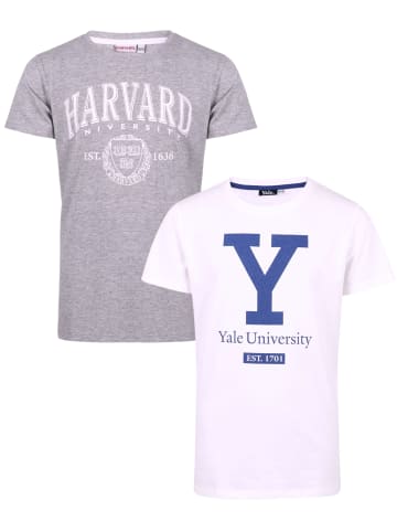 Harvard 2er-Set: T-Shirt Harvard - Yale in Grau-Weiß