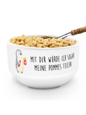 Mr. & Mrs. Panda Müslischale Pinguin Pommes mit Spruch in Weiß