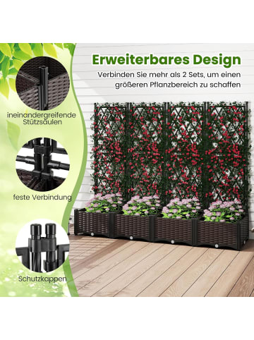 COSTWAY Blumenkasten mit Rankgitter in Schwarz