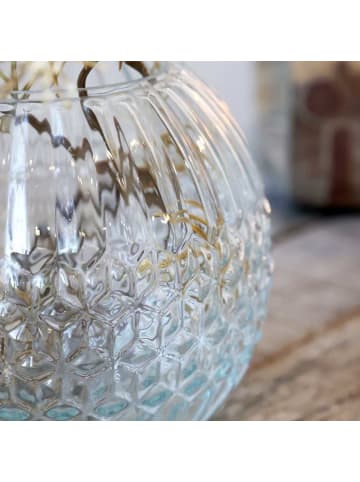 Chic Antique Vase Glas mit Rillen Struktur 13x15 cm