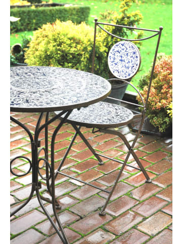 Esschert Design 2er-Set: Gartentisch in Blau | weiß | braun