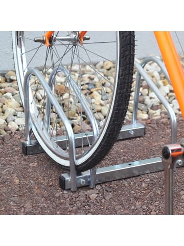 relaxdays Fahrradständer in Silber - 2 Fahrräder