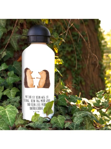 Mr. & Mrs. Panda Alu Trinkflasche Igel Liebe mit Spruch in Weiß