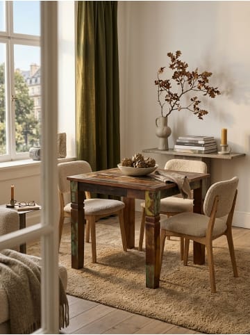 KADIMA DESIGN Esszimmertisch Massivholz | Mango Shabby, 80x80cm, 4 Personen, Holz in Beige
