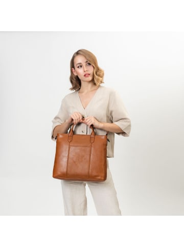 Farmhood Memphis Handtasche Leder 37 cm Laptopfach in cognac