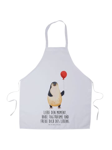 Mr. & Mrs. Panda Gastro Schürze Pinguin Luftballon mit Spruch in Weiß