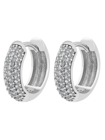 Adeliás Damen Ohrringe – Klappcreole aus 925 Silber mit Zirkonia in silber
