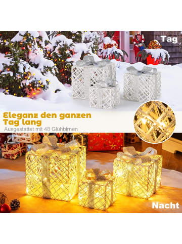 COSTWAY 3er Set LED Geschenkboxen in Weiß