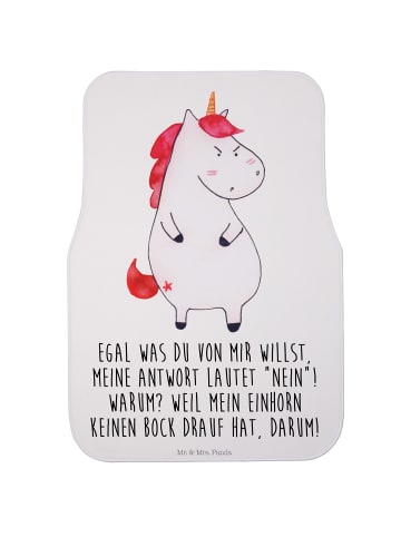 Mr. & Mrs. Panda Fahrer Autofußmatte Einhorn Wut mit Spruch in Weiß