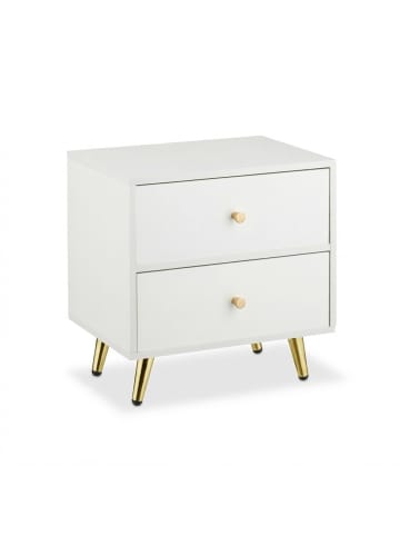 relaxdays 2 x Nachttisch in Weiß/ Gold - (B)40 x (H)41,5 x (T)32,5 cm