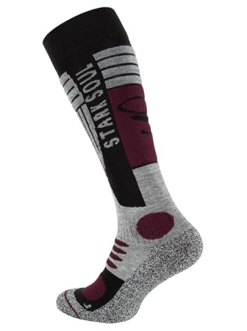 Stark Soul® Ski & Snowboard Socken 2 Paar, mit Spezialpolsterung in Grau-Schwarz-Bordaux