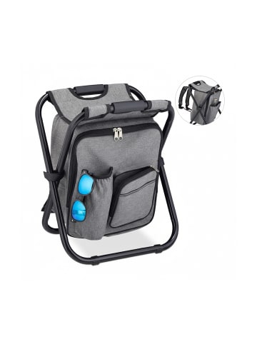 relaxdays Campinghocker Rucksack in Grau - (B)35 x (H)43 x (T)29 cm