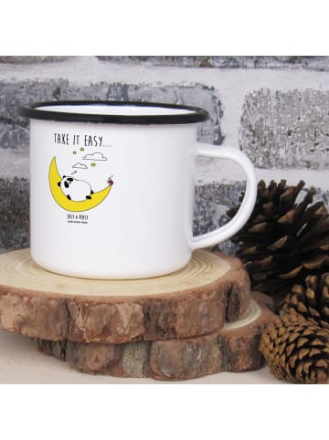 Mr. & Mrs. Panda Emaille Becher Panda Easy mit Spruch in Weiß