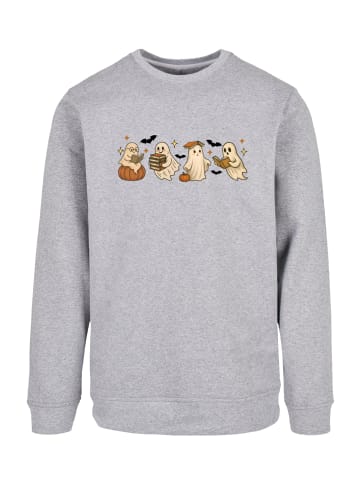 F4NT4STIC Sweatshirt Halloween Geist Cute Buch in grau meliert
