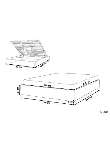 Beliani 2-tlg Doppelbett DINAN in Beige