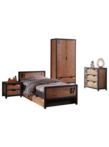 58 aufm Kessel KINDERZIMMER Set komplett Kameko 7 Massivholz+MDF Schwarz/Cognac