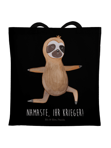 Mr. & Mrs. Panda Tragetasche Faultier Yoga mit Spruch in Schwarz