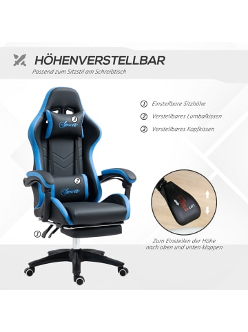 Vinsetto Gaming Stuhl-65L x 65B x 121-129H cm-Schwarz+Blau
