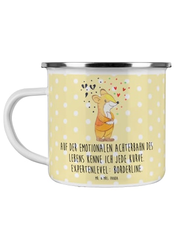 Mr. & Mrs. Panda Emaille Tasse Fuchs Borderline mit Spruch in Gelb Pastell