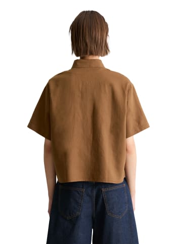 Marc O'Polo DENIM Kurzarm-Bluse relaxed in Umbra Brown