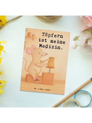 Mr. & Mrs. Panda Ansichtskarte Maus Töpfern Design mit Spruch in Weiß