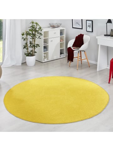 Hanse Home Runder Teppich Uni Fancy rund gelb