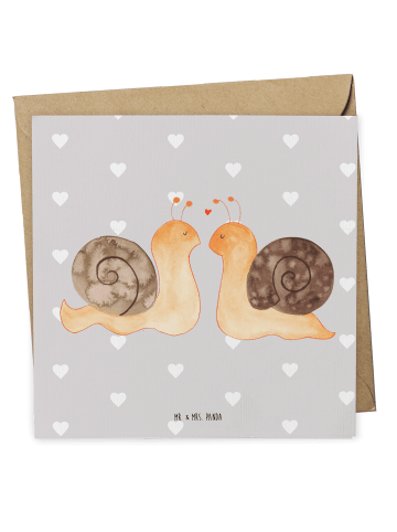 Mr. & Mrs. Panda Deluxe Karte Schnecken Liebe ohne Spruch in Grau Pastell