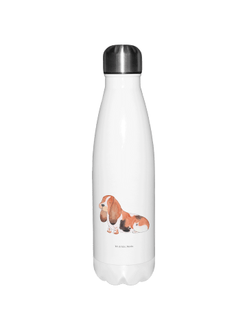 Mr. & Mrs. Panda Trinkflasche Hund Basset Hound ohne Spruch in Weiß