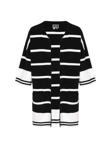 DreiMaster Women Cardigan in black white stripe