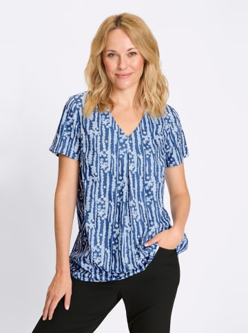 Sieh an! Tunika in jeansblau-ecru-bedruckt