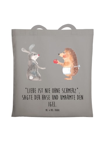 Mr. & Mrs. Panda totebag Hase Igel mit Spruch in Light Grey