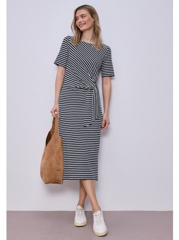 Street One Gestreiftes Kleid mit Knotendetail in Shadowed Navy