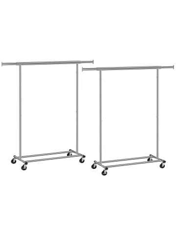 SONGMICS 2er-Set: Kleiderständer in silbern - (B)132 x (H)160 x (T)45.4 cm
