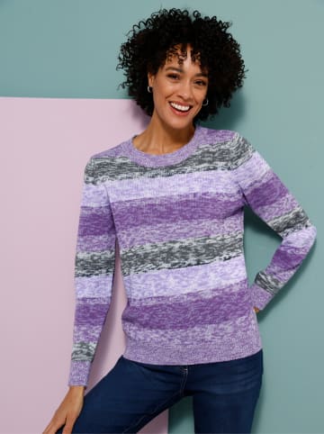 Sieh an! Rundhals-Pullover in lila-lavendel-gemustert