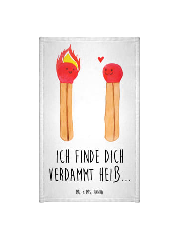 Mr. & Mrs. Panda Gästehandtuch Streichhölzer mit Spruch in Weiß