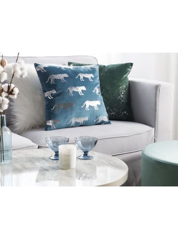 Beliani 2er-Set Dekokissen BLUEBELL in Blau/Silber