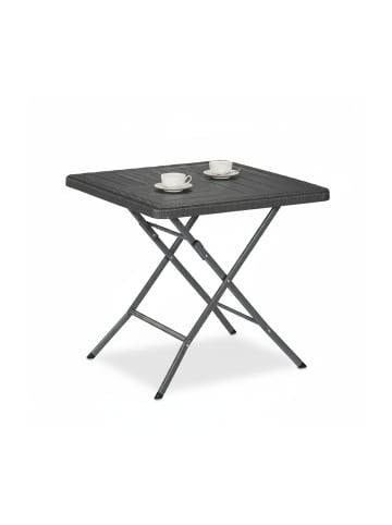 relaxdays Gartentisch "Holzoptik" in Grau - (B)78 x (H)74 x (T)78 cm