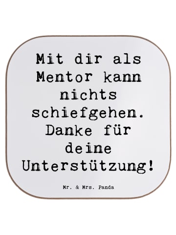 Mr. & Mrs. Panda Glas-Untersetzer Spruch Beste Mentor mit Spruch in Weiß