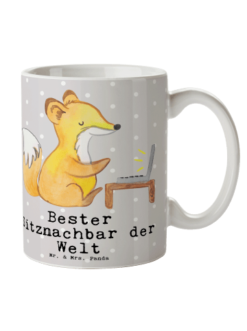 Mr. & Mrs. Panda Tasse Fuchs Bester Sitznachbar der Welt mit Spruch in Grau Pastell