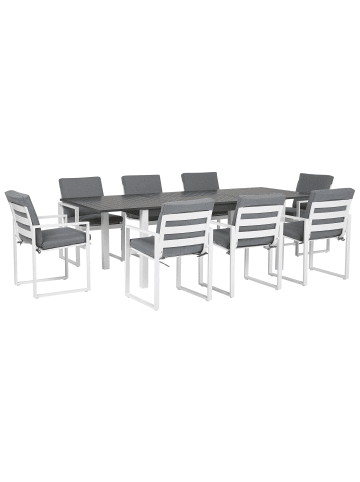 Beliani 17-tlg Gartentisch Set PANCOLE in Grau/Weiß