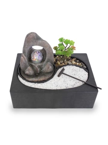 Kiom Led Zimmerbrunnen ZenGarden Rock 29 x 22 x 20.6 in steingrau / schwarz